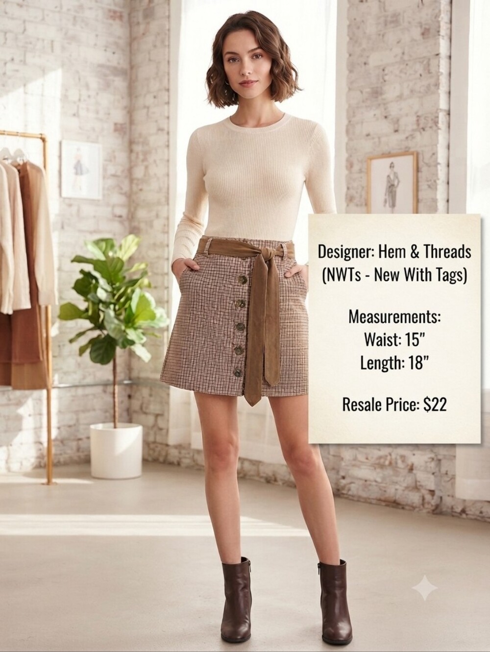 Hem & Thread NWTs Fully Lined Skirt
